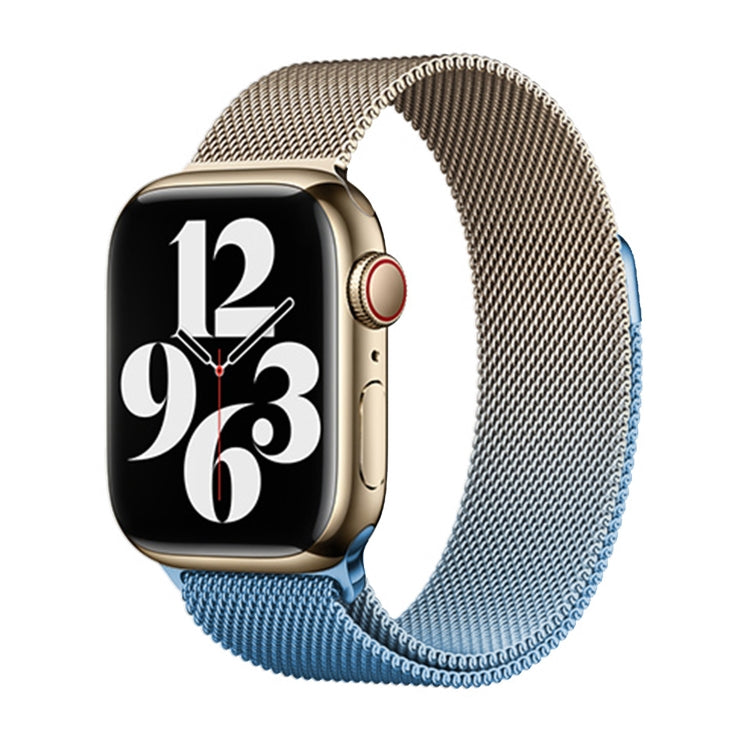 For Apple Watch Series 9 45mm Milan Gradient Loop Magnetic Buckle Watch Band(Gold Blue) - Watch Bands by PMC TechLife | Online Shopping South Africa | PMC TechLife