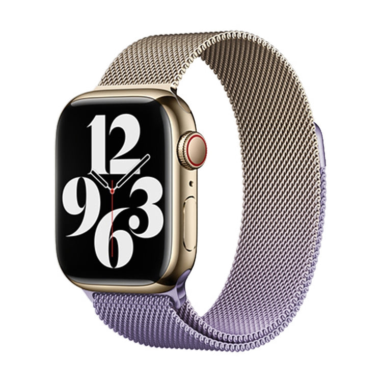 For Apple Watch Series 4 44mm Milan Gradient Loop Magnetic Buckle Watch Band(Gold Lavender) - Watch Bands by PMC Jewellery | Online Shopping South Africa | PMC Jewellery