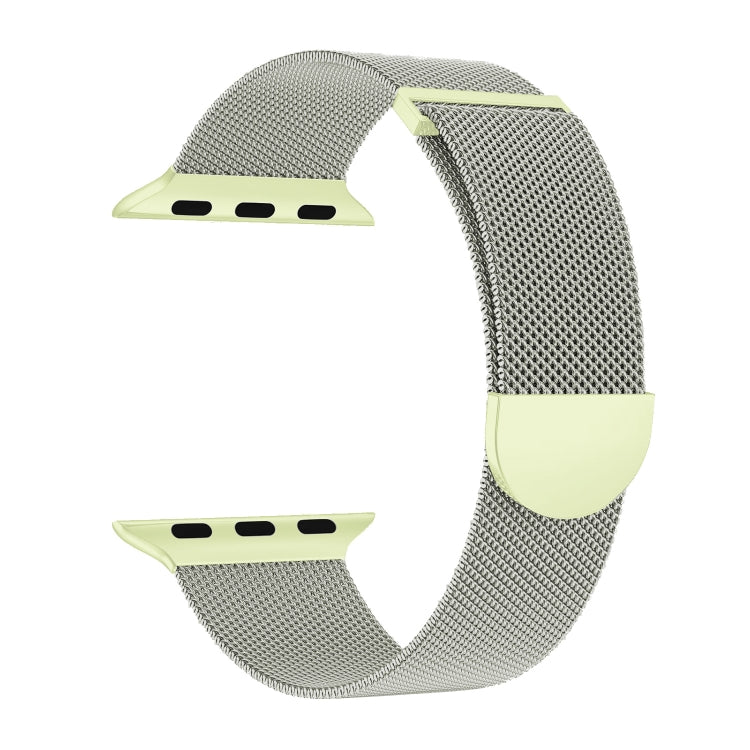 For Apple Watch Series 2 38mm Two Color Milanese Loop Magnetic Watch Band(Starlight Green) - Watch Bands by PMC Jewellery | Online Shopping South Africa | PMC Jewellery