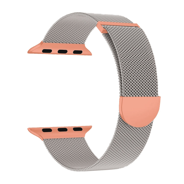 For Apple Watch 38mm Two Color Milanese Loop Magnetic Watch Band(Starlight Orange) - Watch Bands by PMC Jewellery | Online Shopping South Africa | PMC Jewellery