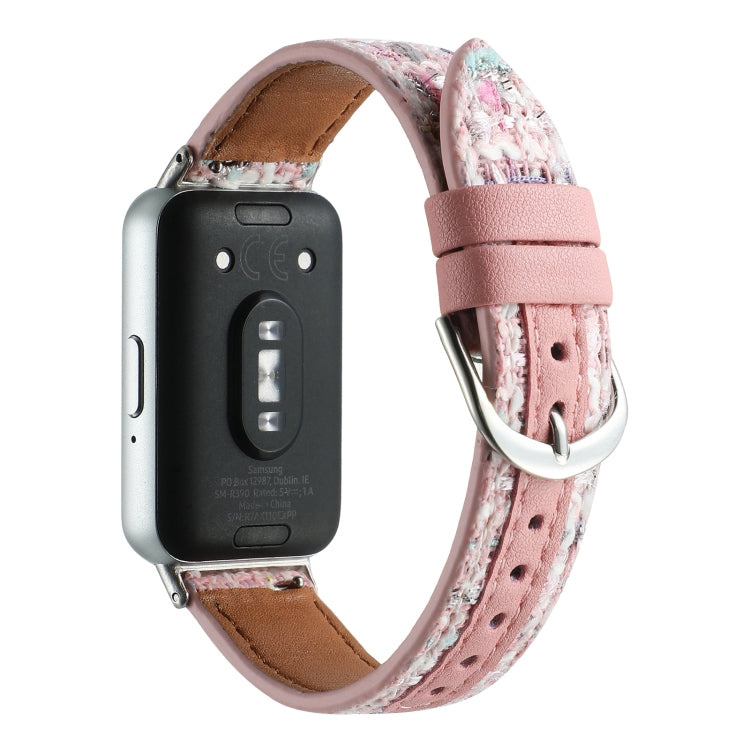 For Samsung Galaxy Fit 3 Woolen Leather Watch Band(Pink) - Watch Bands by PMC TechLife | Online Shopping South Africa | PMC TechLife | Buy Now Pay Later Mobicred