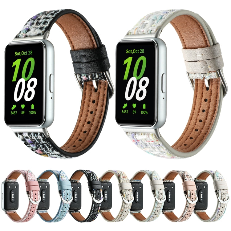 For Samsung Galaxy Fit 3 Woolen Leather Watch Band(Light Pink) - Watch Bands by PMC TechLife | Online Shopping South Africa | PMC TechLife