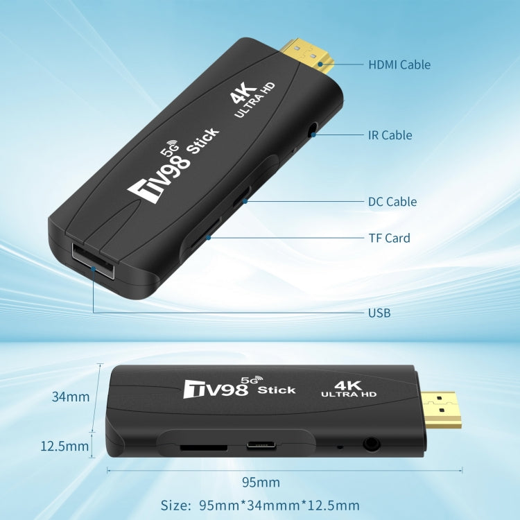TV98 Rockchip 3228A Quad Core 4K HD Bluetooth Android TV Stick, RAM:4GB+32GB(US Plug) - Android TV Sticks by PMC TechLife | Online Shopping South Africa | PMC TechLife | Buy Now Pay Later Mobicred
