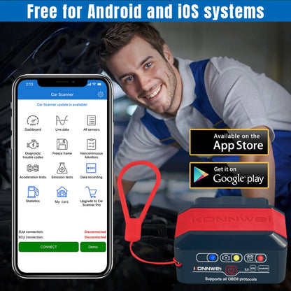 KONNWEI KW905 Bluetooth 5.0 Car OBD2 Scanner Support Android & iOS(Black Orange) - Code Readers & Scan Tools by KONNWEI | Online Shopping South Africa | PMC Jewellery | Buy Now Pay Later Mobicred