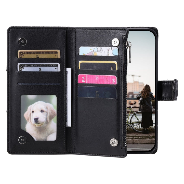 For Google Pixel 7 Pro 5G Glitter Lattice Zipper Wallet Leather Phone Case(Black) - Google Cases by PMC TechLife | Online Shopping South Africa | PMC TechLife | Buy Now Pay Later Mobicred