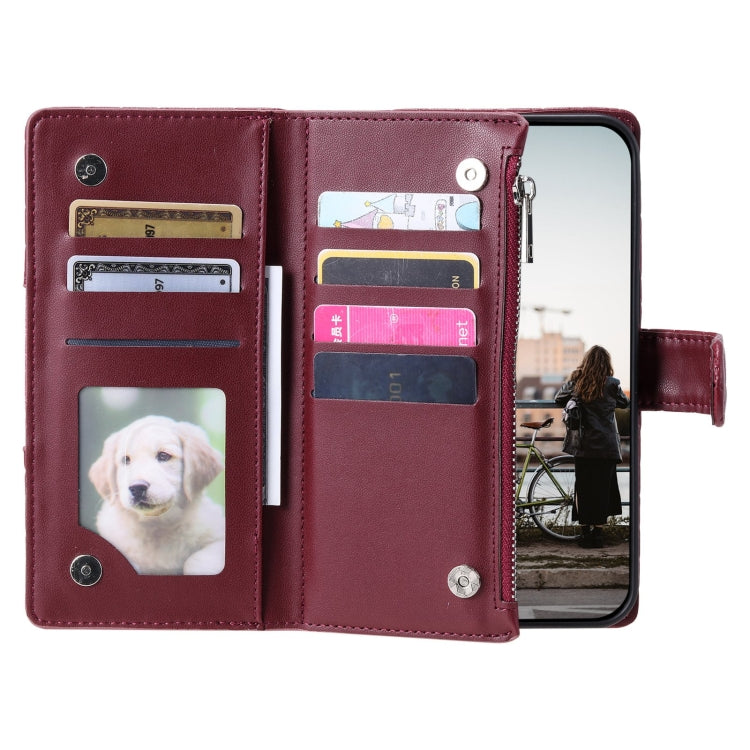 For Google Pixel 8 Pro Glitter Lattice Zipper Wallet Leather Phone Case(Wine Red) - Google Cases by PMC TechLife | Online Shopping South Africa | PMC TechLife | Buy Now Pay Later Mobicred