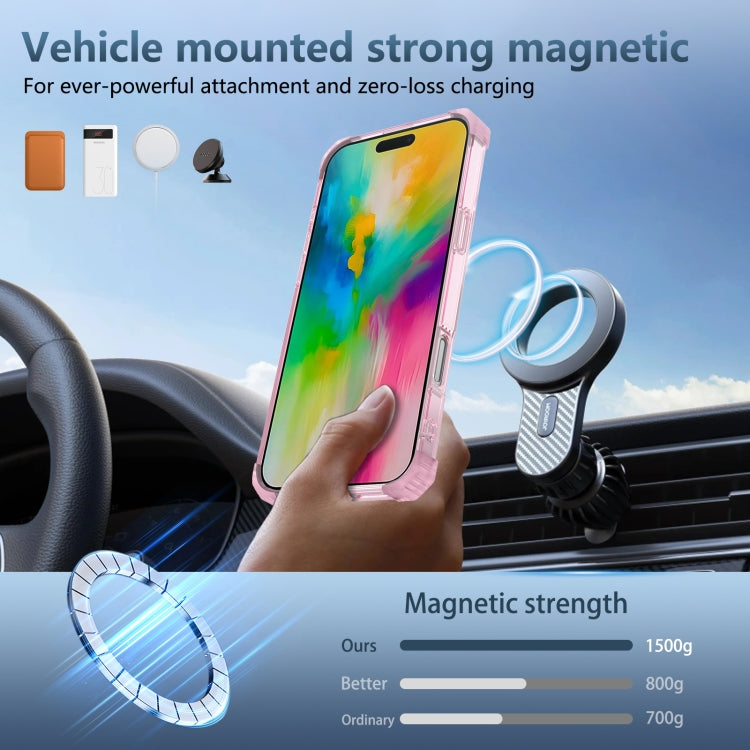 For iPhone 16 Pro Max Gold Shield CD Pattern MagSafe Magnetic Phone Case with Rotating Stand(Transparent Pink) - iPhone 16 Pro Max Cases by PMC TechLife | Online Shopping South Africa | PMC TechLife | Buy Now Pay Later Mobicred