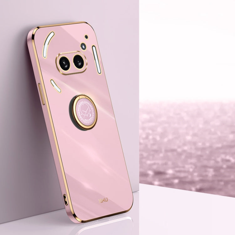 For Nothing Phone 2A XINLI Straight Edge 6D Electroplate TPU Phone Case with Ring Holder(Cherry Purple) - More Brand by XINLI | Online Shopping South Africa | PMC Jewellery | Buy Now Pay Later Mobicred