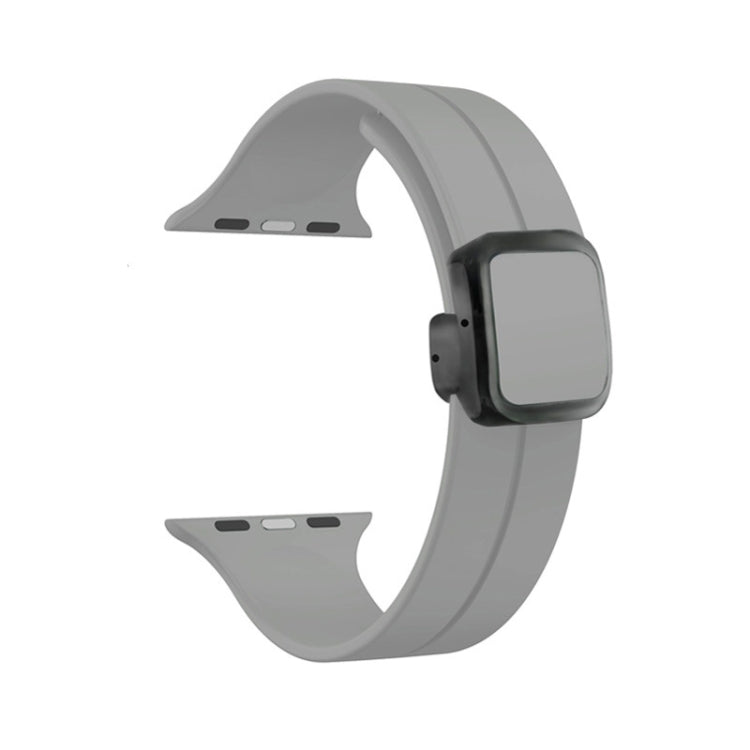 For Apple Watch Series 9 41mm Magnetic Square Buckle Silicone Watch Band(Cloud Gray) - Watch Bands by PMC TechLife | Online Shopping South Africa | PMC TechLife