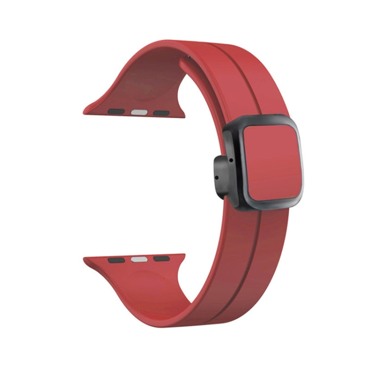 For Apple Watch SE 40mm Magnetic Square Buckle Silicone Watch Band(Red) - Watch Bands by PMC TechLife | Online Shopping South Africa | PMC TechLife