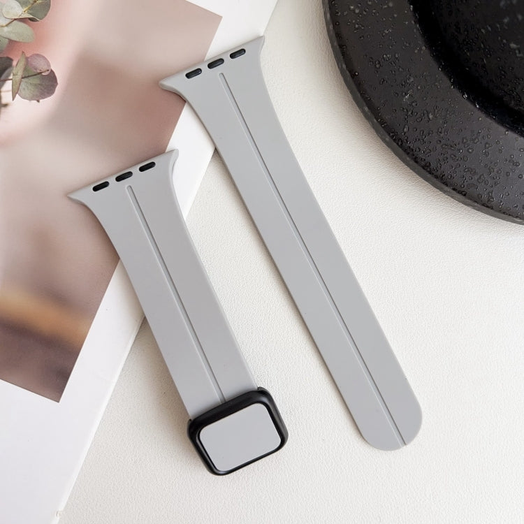 For Apple Watch Series 3 38mm Magnetic Square Buckle Silicone Watch Band(Cloud Gray) - Watch Bands by PMC TechLife | Online Shopping South Africa | PMC TechLife
