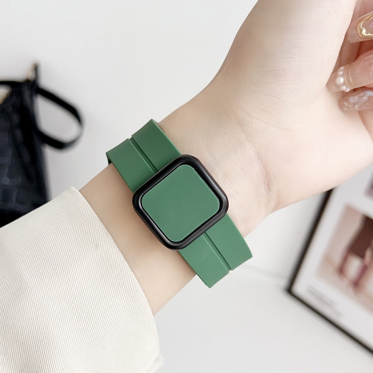 For Apple Watch 38mm Magnetic Square Buckle Silicone Watch Band(Black) - Watch Bands by PMC TechLife | Online Shopping South Africa | PMC TechLife