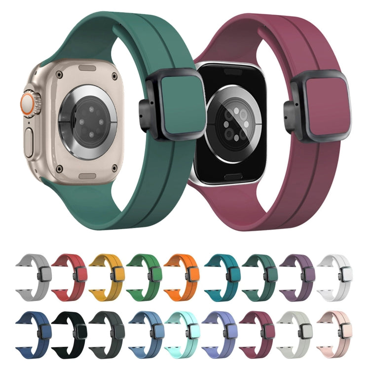 For Apple Watch Series 2 42mm Magnetic Square Buckle Silicone Watch Band(Cloud Gray) - Watch Bands by PMC TechLife | Online Shopping South Africa | PMC TechLife