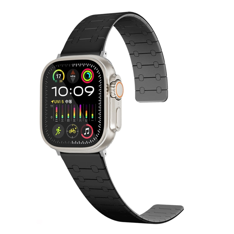 For Apple Watch Ultra 2 49mm Two Color Loop Magnetic Silicone Watch Band(Black+Grey) - Watch Bands by PMC TechLife | Online Shopping South Africa | PMC TechLife