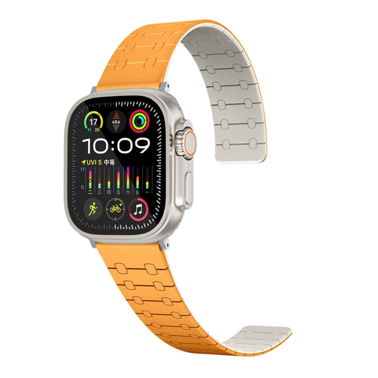 For Apple Watch Ultra 2 49mm Two Color Loop Magnetic Silicone Watch Band(Orange+Starlight) - Watch Bands by PMC Jewellery | Online Shopping South Africa | PMC Jewellery