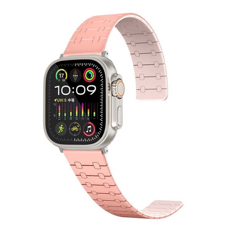 For Apple Watch Series 9 41mm Two Color Loop Magnetic Silicone Watch Band(Peach+Light Pink) - Watch Bands by PMC TechLife | Online Shopping South Africa | PMC TechLife