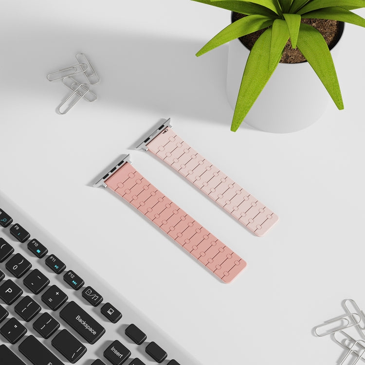 For Apple Watch Series 8 41mm Two Color Loop Magnetic Silicone Watch Band(Peach+Light Pink) - Watch Bands by PMC TechLife | Online Shopping South Africa | PMC TechLife