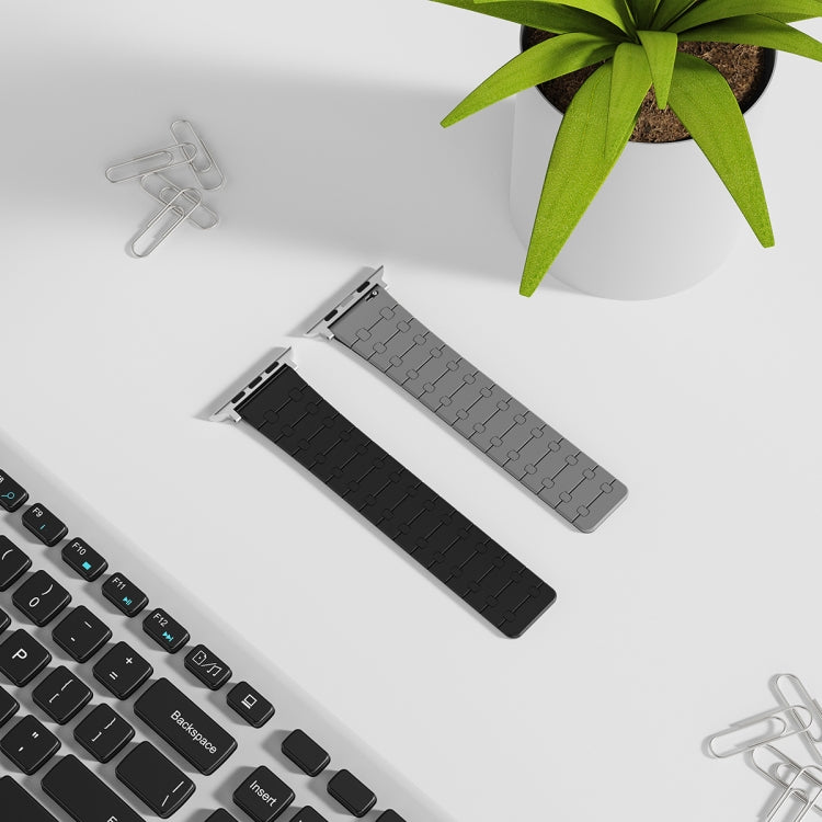 For Apple Watch SE 40mm Two Color Loop Magnetic Silicone Watch Band(Black+Grey) - Watch Bands by PMC TechLife | Online Shopping South Africa | PMC TechLife