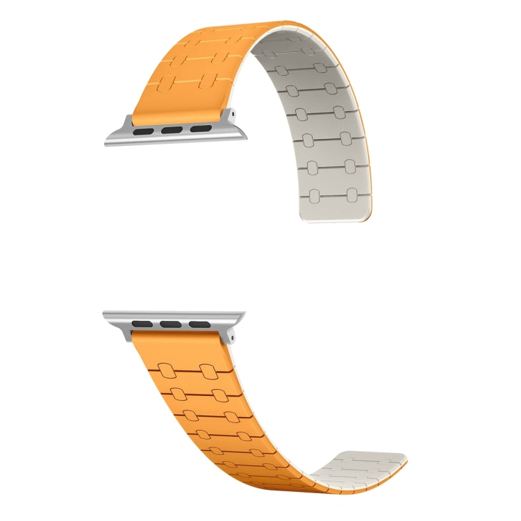 For Apple Watch Series 2 42mm Two Color Loop Magnetic Silicone Watch Band(Orange+Starlight) - Watch Bands by PMC TechLife | Online Shopping South Africa | PMC TechLife