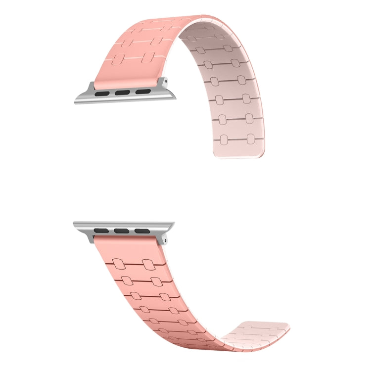 For Apple Watch 38mm Two Color Loop Magnetic Silicone Watch Band(Peach+Light Pink) - Watch Bands by PMC TechLife | Online Shopping South Africa | PMC TechLife