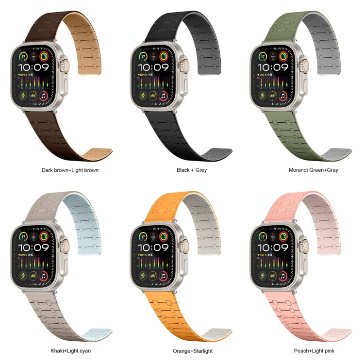 For Apple Watch Series 9 41mm Two Color Loop Magnetic Silicone Watch Band(Black+Grey) - Watch Bands by PMC TechLife | Online Shopping South Africa | PMC TechLife