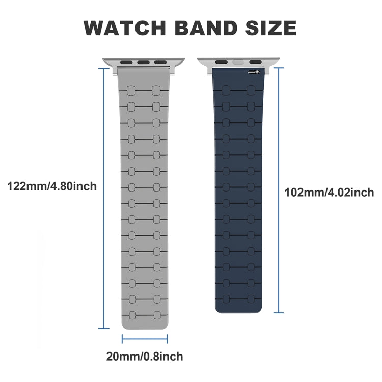 For Apple Watch Series 9 41mm Two Color Loop Magnetic Silicone Watch Band(Black+Grey) - Watch Bands by PMC TechLife | Online Shopping South Africa | PMC TechLife
