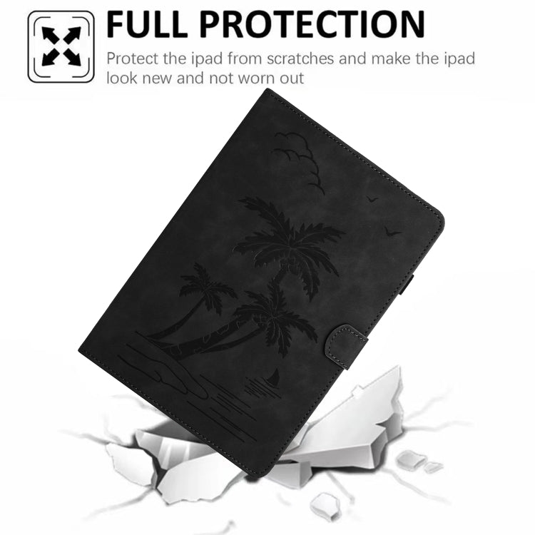 For 10 inch Universal Coconut Tree Embossed Leather Tablet Case(Black) - 10 - 11 inch by PMC TechLife | Online Shopping South Africa | PMC TechLife | Buy Now Pay Later Mobicred