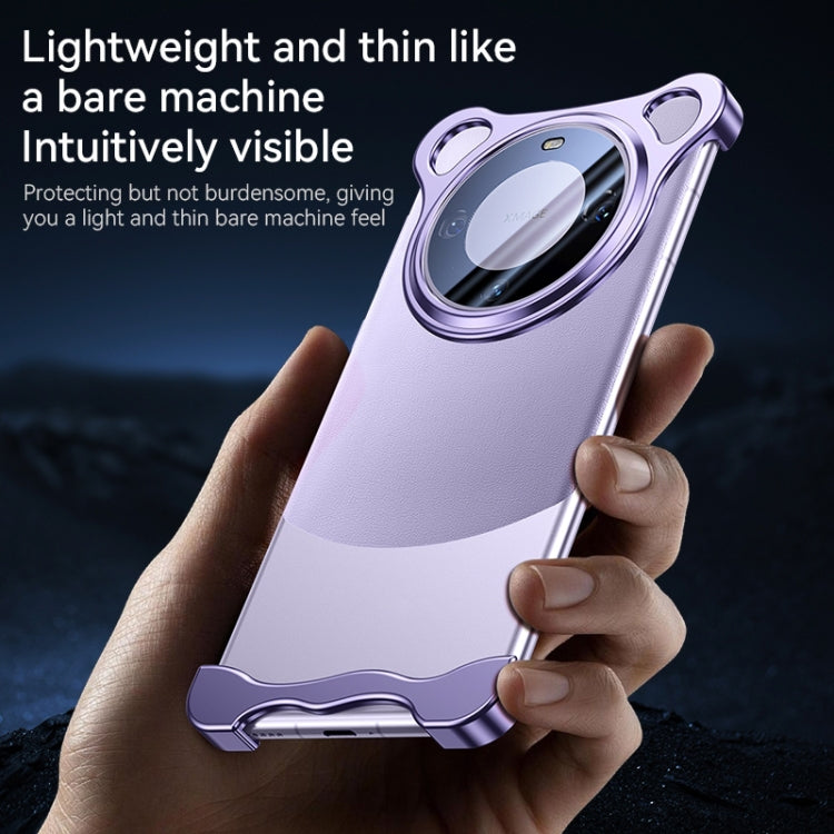 For Huawei Mate 60 Frameless Metal Corner Pad Phone Case with Lens Film(Purple) - Huawei Cases by PMC Jewellery | Online Shopping South Africa | PMC Jewellery | Buy Now Pay Later Mobicred