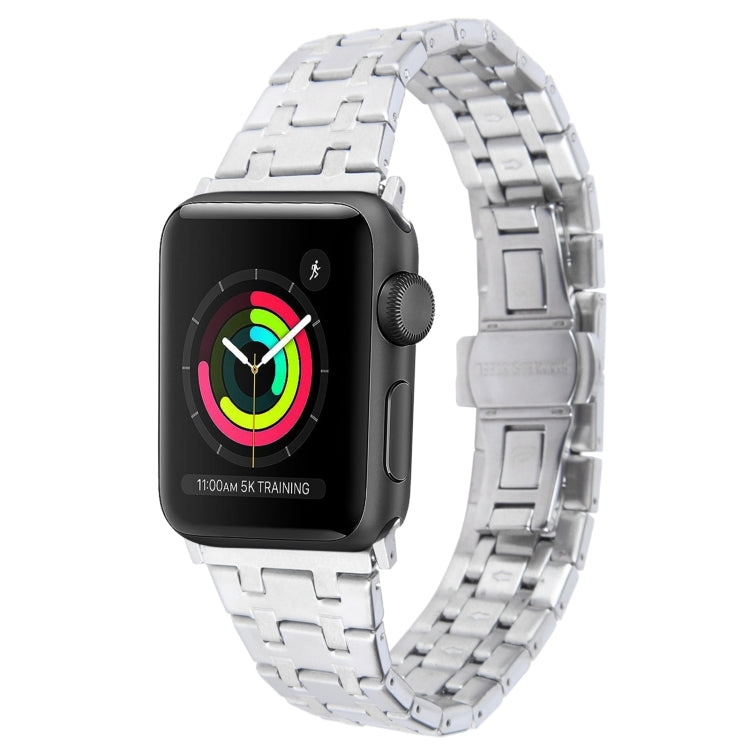 For Apple Watch 42mm Double T Stainless Steel Watch Band(Silver) - Watch Bands by PMC TechLife | Online Shopping South Africa | PMC TechLife