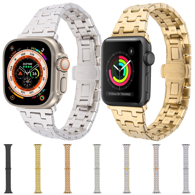 For Apple Watch 38mm Double T Stainless Steel Watch Band(Silver) - Watch Bands by PMC TechLife | Online Shopping South Africa | PMC TechLife