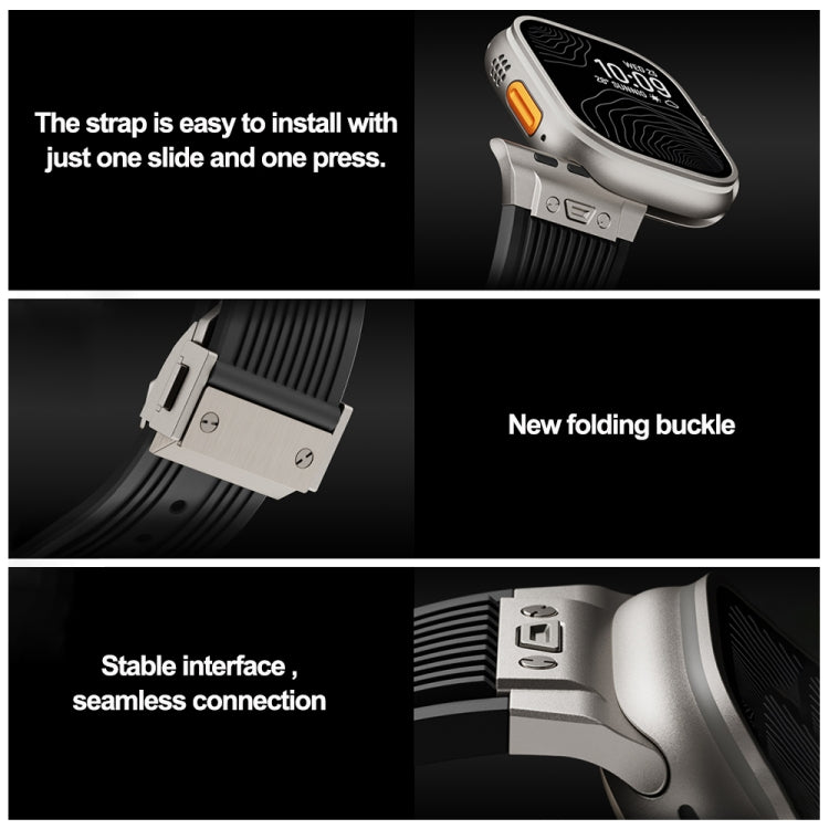 For Apple Watch Series 3 42mm Vertical Texture Titanium Buckle Elastic Silicone Watch Band(Grey) - free shipping - PMC TechLife - Order now!