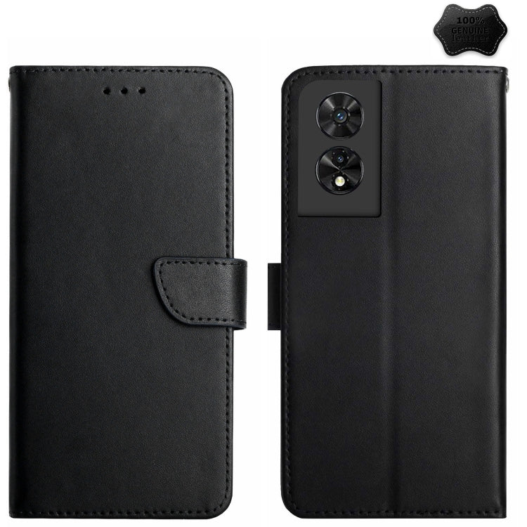 For TCL 505 Genuine Leather Fingerprint-proof Flip Phone Case(Black) - More Brand by PMC TechLife | Online Shopping South Africa | PMC TechLife | Buy Now Pay Later Mobicred