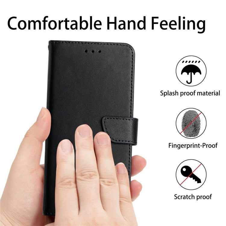 For TCL 505 Genuine Leather Fingerprint-proof Flip Phone Case(Black) - More Brand by PMC TechLife | Online Shopping South Africa | PMC TechLife | Buy Now Pay Later Mobicred