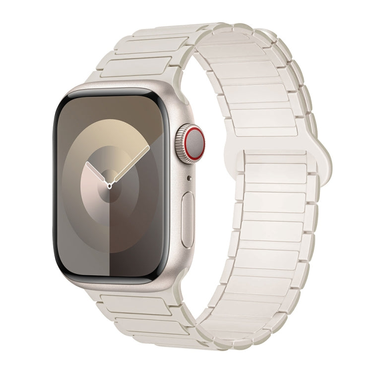 For Apple Watch Series 9 41mm I-Shaped Magnetic Silicone Watch Band(White Starlight) - Watch Bands by PMC TechLife | Online Shopping South Africa | PMC TechLife