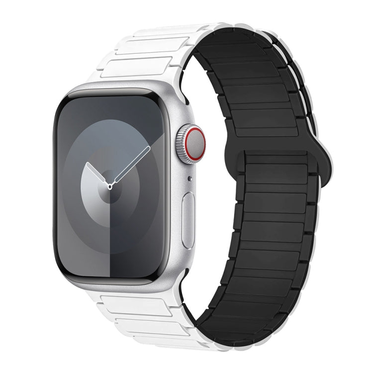 For Apple Watch Series 7 45mm I-Shaped Magnetic Silicone Watch Band(White Black) - Watch Bands by PMC Jewellery | Online Shopping South Africa | PMC Jewellery