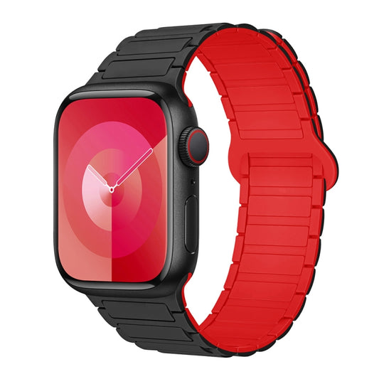 For Apple Watch SE 44mm I-Shaped Magnetic Silicone Watch Band(Black Red) - Watch Bands by PMC Jewellery | Online Shopping South Africa | PMC Jewellery