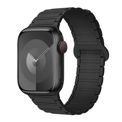 For Apple Watch SE 44mm I-Shaped Magnetic Silicone Watch Band(Black) - Watch Bands by PMC Jewellery | Online Shopping South Africa | PMC Jewellery