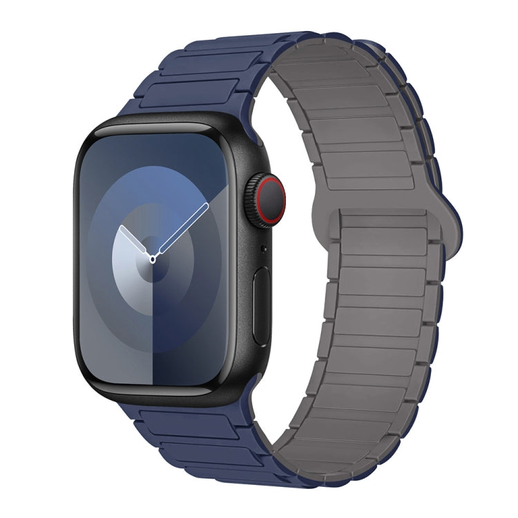 For Apple Watch Series 3 42mm I-Shaped Magnetic Silicone Watch Band(Indigo Gray) - Watch Bands by PMC Jewellery | Online Shopping South Africa | PMC Jewellery