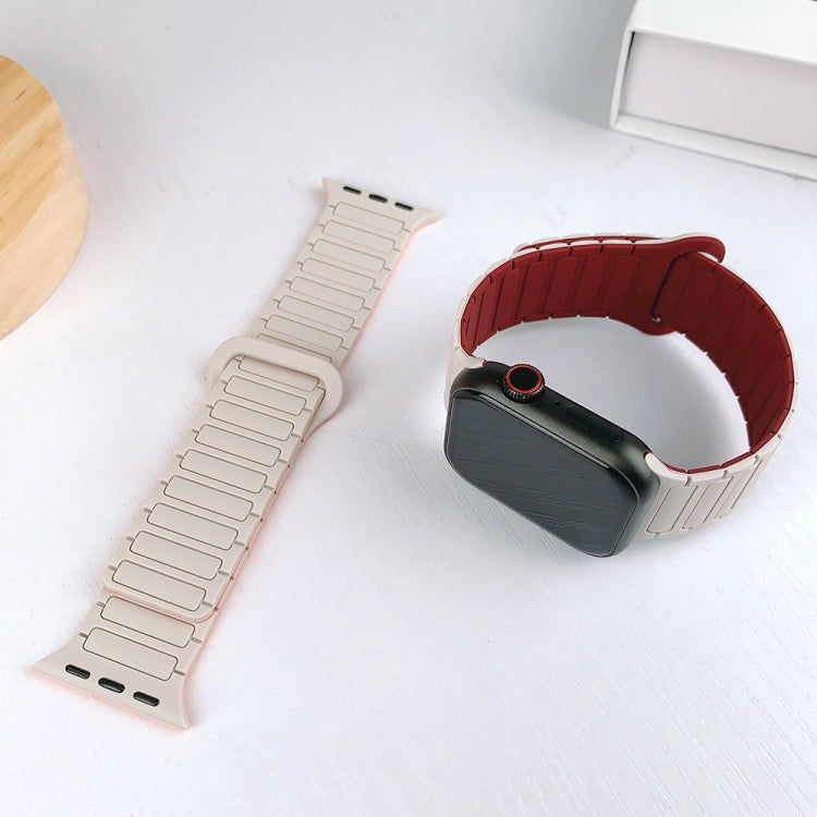 For Apple Watch 38mm I-Shaped Magnetic Silicone Watch Band(White Starlight) - Watch Bands by PMC TechLife | Online Shopping South Africa | PMC TechLife