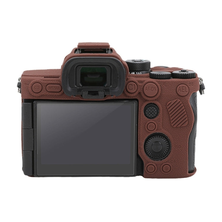 For Sony ILCE7RM5 / A7R5 Litchi Texture Soft Silicone Protective Case(Coffee) - Protective Case by PMC TechLife | Online Shopping South Africa | PMC TechLife | Buy Now Pay Later Mobicred