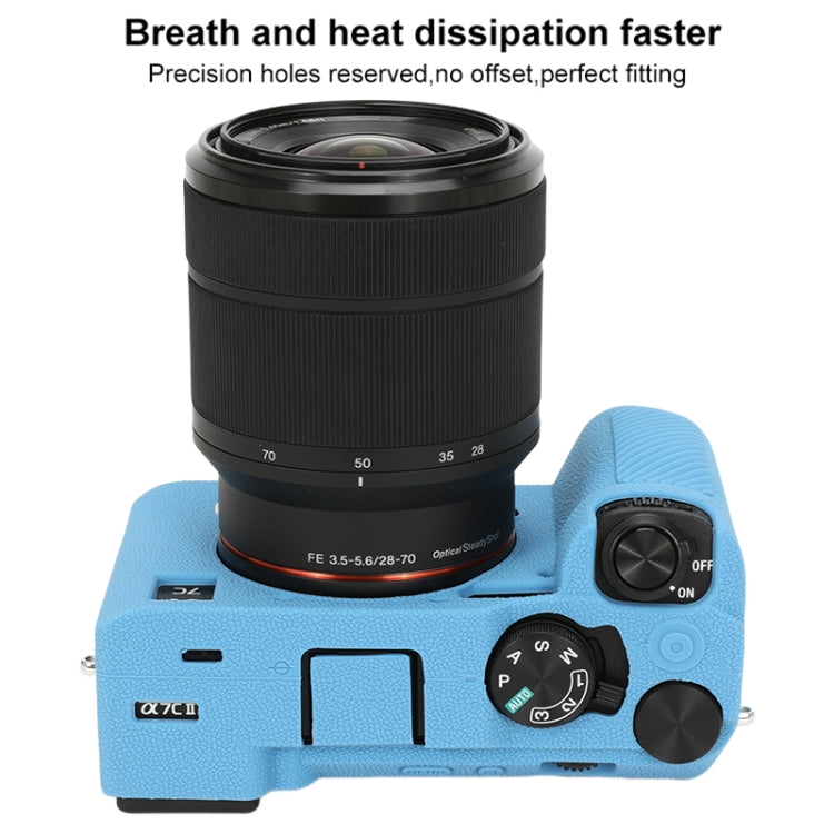 For Sony ILCE-7CM2 / A7C II / A7CR Litchi Texture Soft Silicone Protective Case(Blue) - Protective Case by PMC TechLife | Online Shopping South Africa | PMC TechLife | Buy Now Pay Later Mobicred