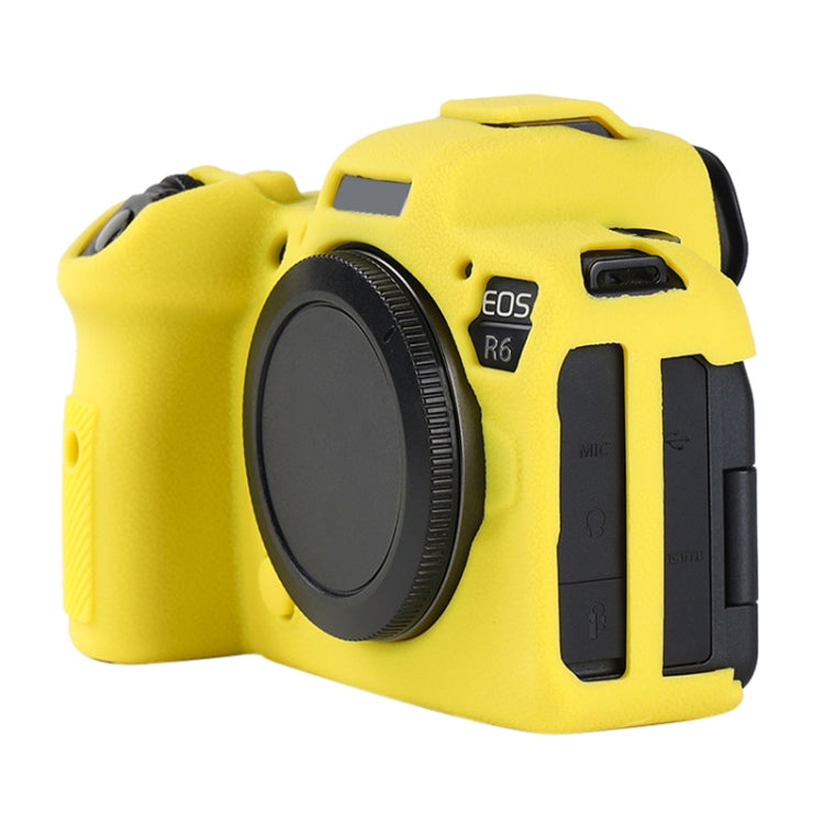 For Canon EOS R6 Mark II Litchi Texture Soft Silicone Protective Case(Yellow) - Protective Case by PMC TechLife | Online Shopping South Africa | PMC TechLife | Buy Now Pay Later Mobicred