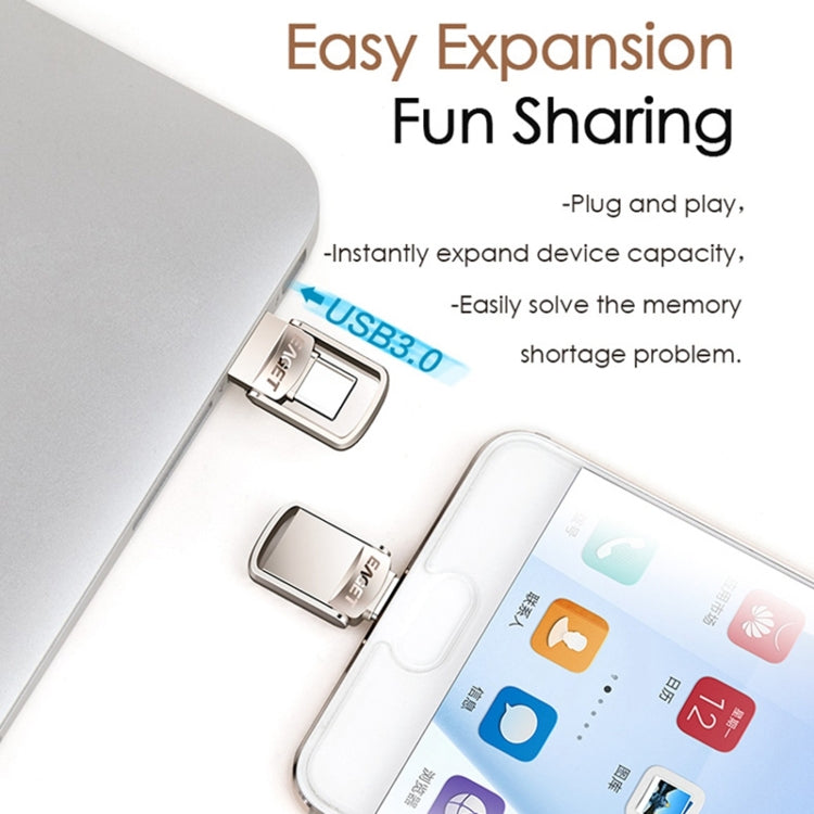 EAGET 64G USB 3.1 + USB-C Interface Metal Twister Flash U Disk, with Micro USB Adapter & Lanyard - free shipping - PMC Jewellery - Order now!
