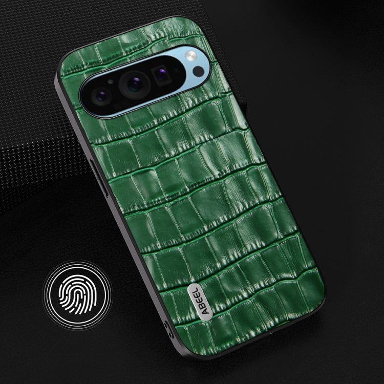 For Google Pixel 9 ABEEL Crocodile Texture Genuine Leather Phone Case(Green) - Google Cases by PMC Jewellery | Online Shopping South Africa | PMC Jewellery | Buy Now Pay Later Mobicred