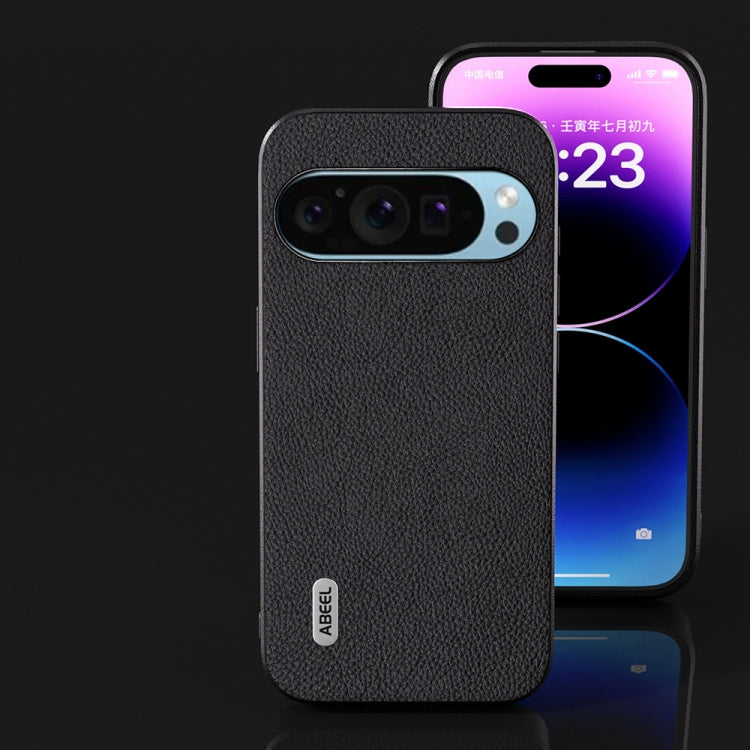 For Google Pixel 9 ABEEL Genuine Leather + PC Litchi Texture Phone Case(Black) - Google Cases by PMC TechLife | Online Shopping South Africa | PMC TechLife | Buy Now Pay Later Mobicred