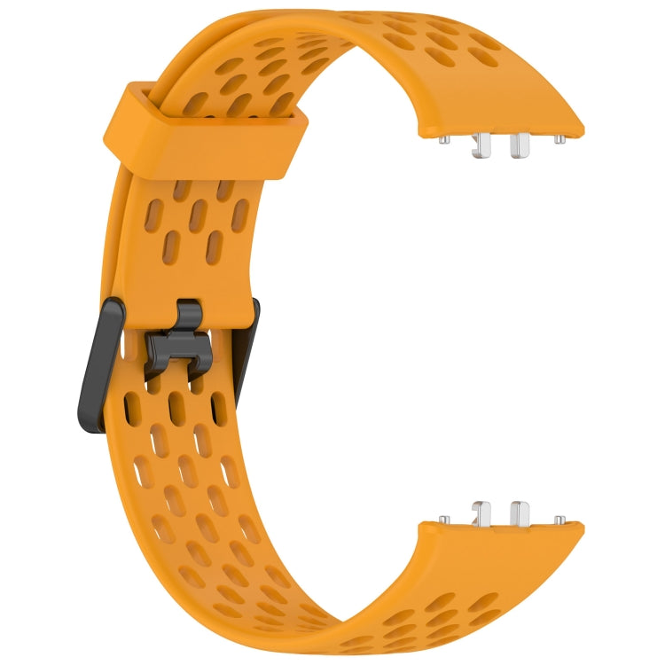 For Samsung Galaxy Fit 3 Hole Style Dual Buckle Silicone Watch Band(Yellow) - Watch Bands by PMC Jewellery | Online Shopping South Africa | PMC Jewellery