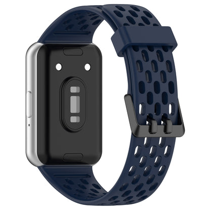 For Samsung Galaxy Fit 3 Hole Style Dual Buckle Silicone Watch Band(Midnight Blue) - Watch Bands by PMC Jewellery | Online Shopping South Africa | PMC Jewellery