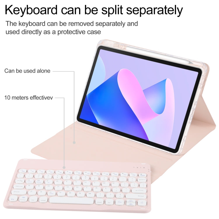 For Huawei MatePad 11 2023 / 2021 Round Button Bluetooth Keyboard Rotatable Holder Leather Case(Rose Gold) - Huawei Keyboard by PMC Jewellery | Online Shopping South Africa | PMC Jewellery