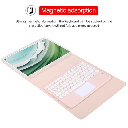 For Huawei MatePad Pro 11 2024 / 2022 Round Button Bluetooth Keyboard Rotatable Holder Leather Case with Touchpad(Rose Gold) - Huawei Keyboard by PMC Jewellery | Online Shopping South Africa | PMC Jewellery