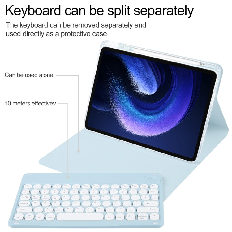 For Xiaomi Pad 6 Round Button Bluetooth Keyboard Rotatable Holder Leather Case(Sky Blue) - Others Keyboard by PMC TechLife | Online Shopping South Africa | PMC TechLife